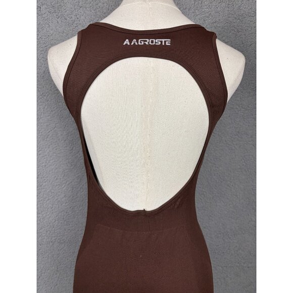 A AGROSTE athletic romper with a racerback Removable Pads Brown Size Small NWT's - Picture 6 of 8